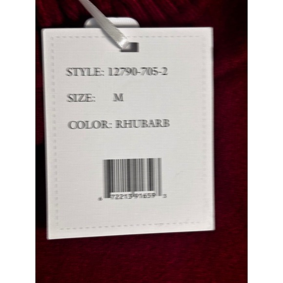 Sioni Milano Sweater Ruffle Sleeve Mock Neck Knit Top Rhubarb Red M - Picture 7 of 11